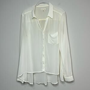 Silence + Noise Beige Sheer Blouse Size M